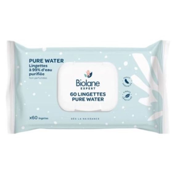 Pure Water Lingettes non Parfumées 60 Lingettes