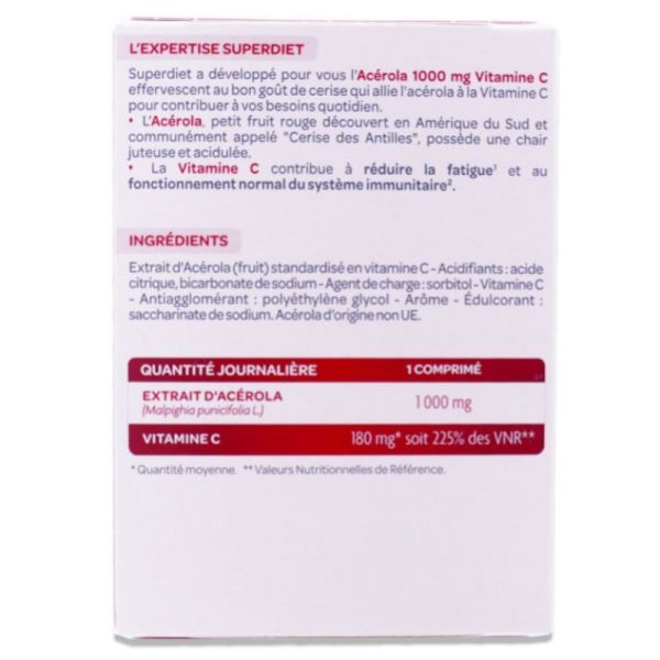 Acérola 1000 Vitamine C - 30 comprimés effervescents