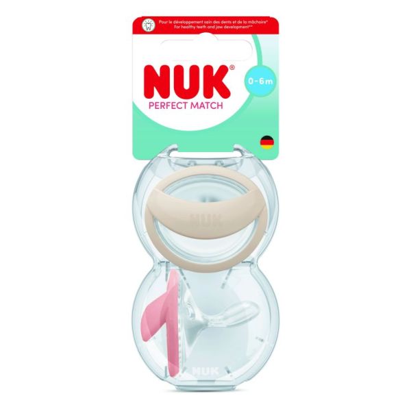 2 Sucettes Perfect Match 0-6m Beige/Rouge