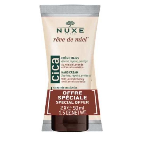 Reve De Miel Crème Mains Riche cica Peaux Sèches et Abîmées 2x50ml