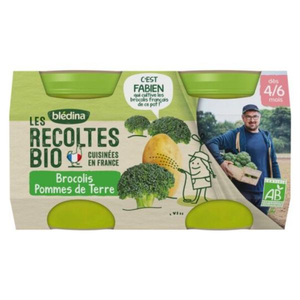 Plats bébé dès 4/6 mois Brocolis Pommes de terre Bio - 2x130g