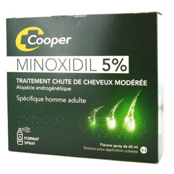 Minoxidil 5% Cooper 3 flacons de 60 ml