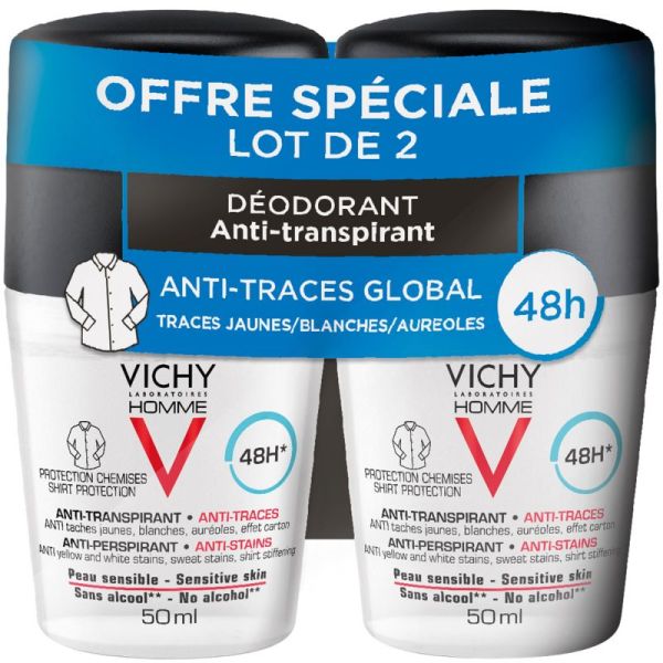 Déodorant homme anti-transpirant 48h 2x50ml