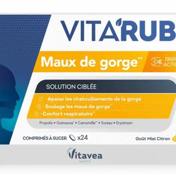 Vita'Rub Maux de Gorge 24 Comprimés à Sucer