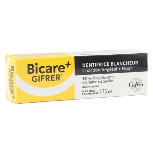 Bicare Plus Dentifrice Blancheur au Charbon Végétal + Fluor 75 ml