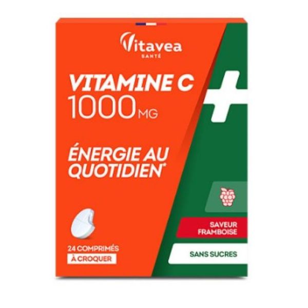 Vitamine C 1000 mg goût framboise 24 comprimés à croquer