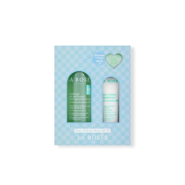 La Rosée Coffret Anti-Imperfections – Gel Nettoyant 400 ml + Gel-Crème Hydratant 60 ml + Serviette