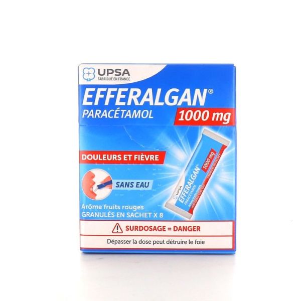 Efferalgan 1g, granulés en sachet, Fruits rouges