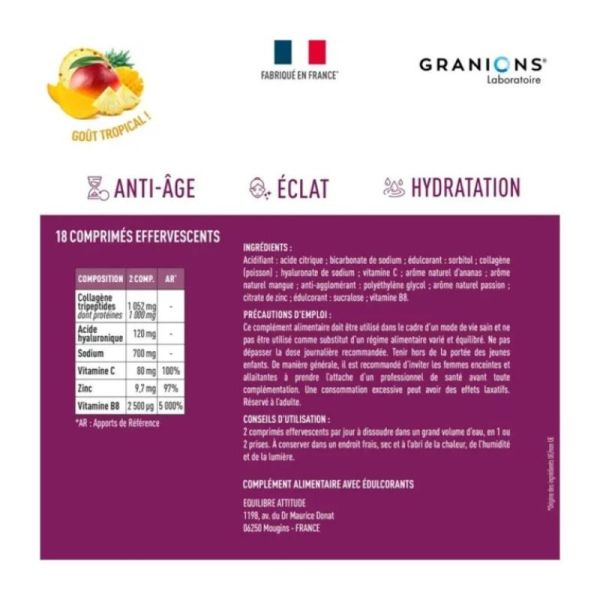 Collagène Tripeptides 1000 mg Tropical - 18 comprimés