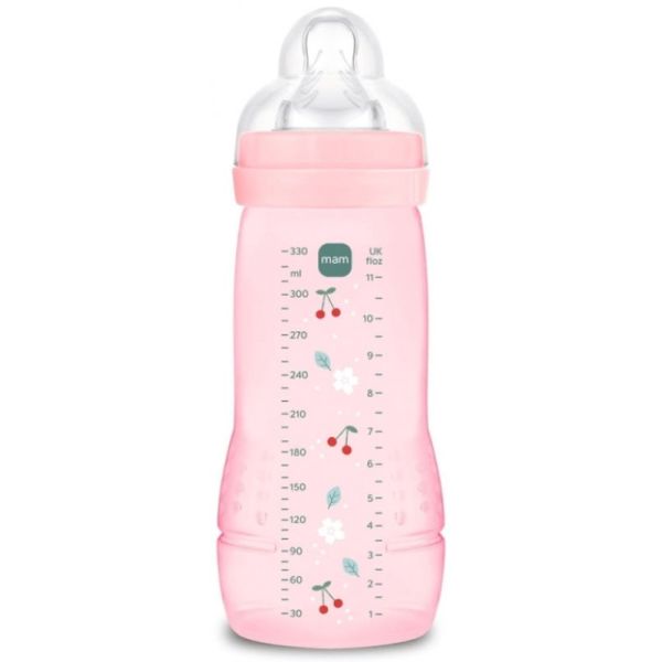Easy Active Biberon 2ème Âge 330 ml 6 Mois et + Débit Très Rapide - Couleur : Berry