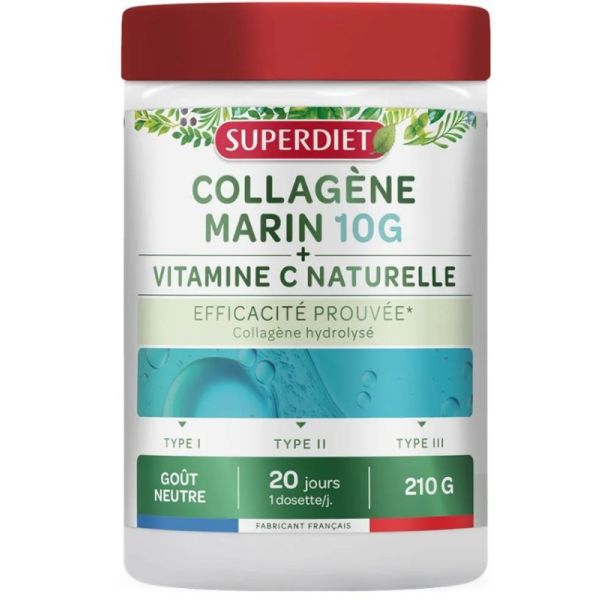 Collagène Marin 10g + Vitamine C Naturelle Goût neutre 210g