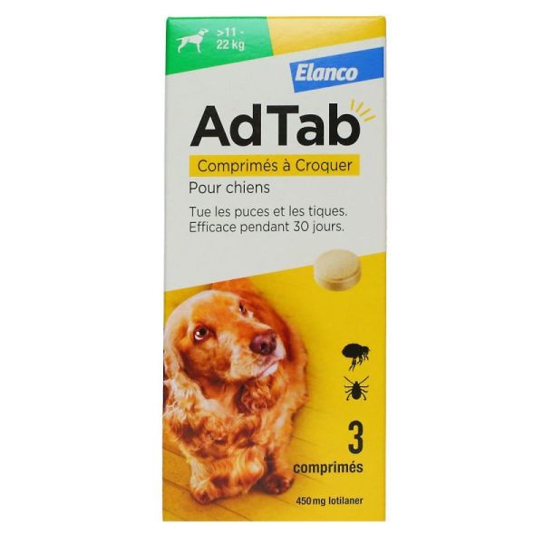 AdTab comprimés à croquer pour chiens 11-22kg x3