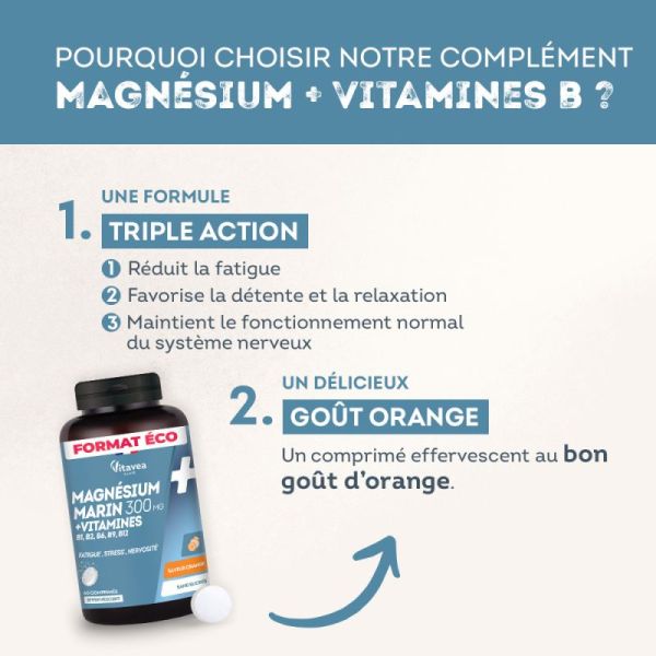 Magnésium + Vitamines B1 B2 B6 B9 B12 60 Comprimés Effervescents