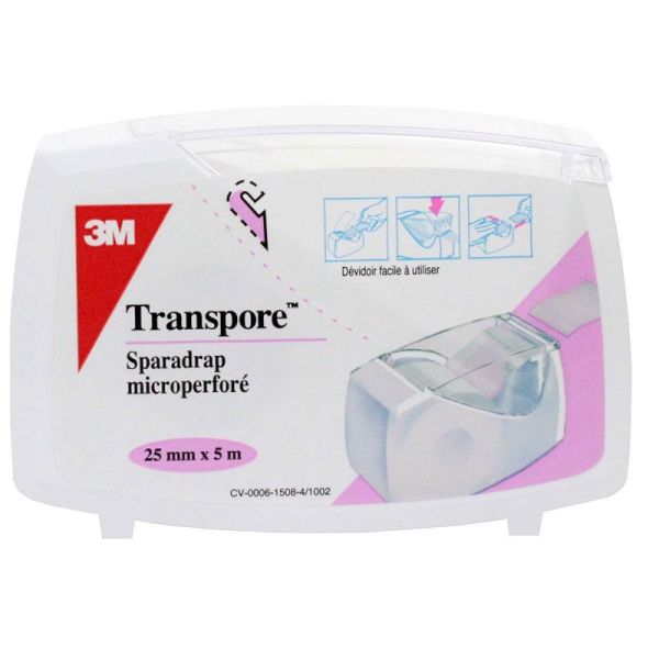 Transpore sparadrap microperforé 25mm x 5m