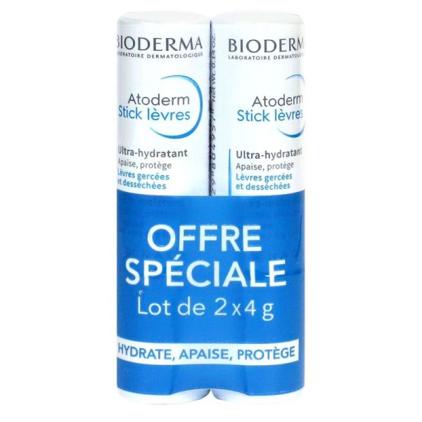 Atoderm Stick Lèvres Ultra-Hydratant Lot de 2 x 4 g
