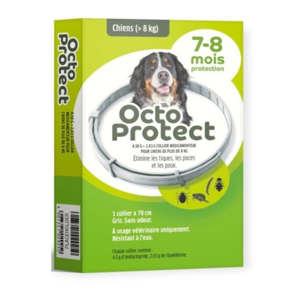 Octoprotect Collier Anti Puces et Tiques Chien +8kg