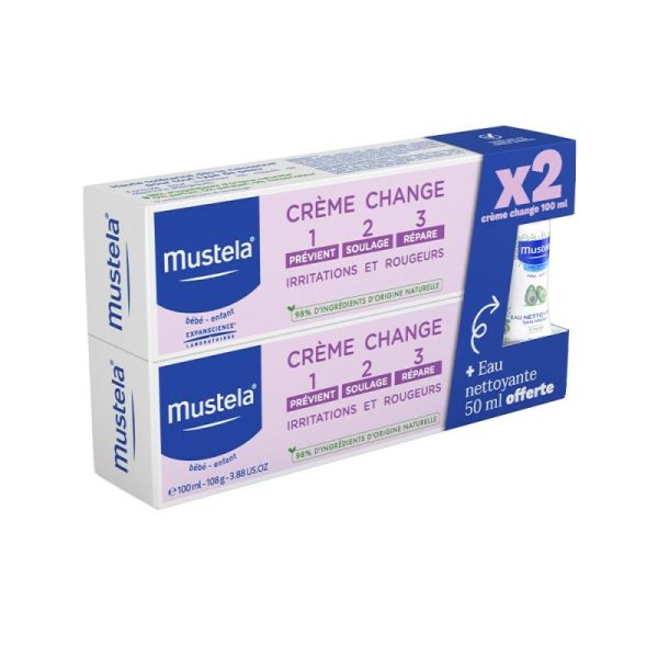 Crèmes Pour Le Change 2x100ml + Eau Nettoyante 50ml OFFERTE