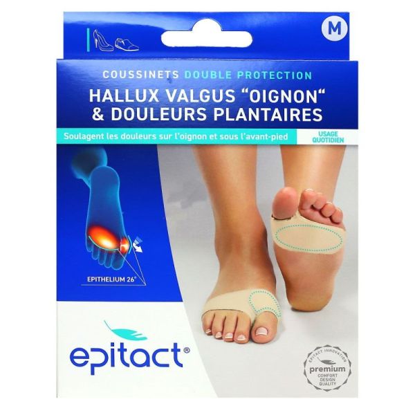 Double protection Hallux valgus oignon et douleurs plantaires taille M 2 coussinets