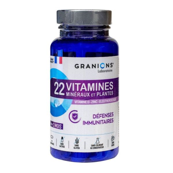 22 vitamines minéraux et plantes défense immunitaire - 90 comprimés