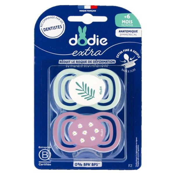 Sucettes anatomiques extra-fines Rose 6+ mois - lot de 2