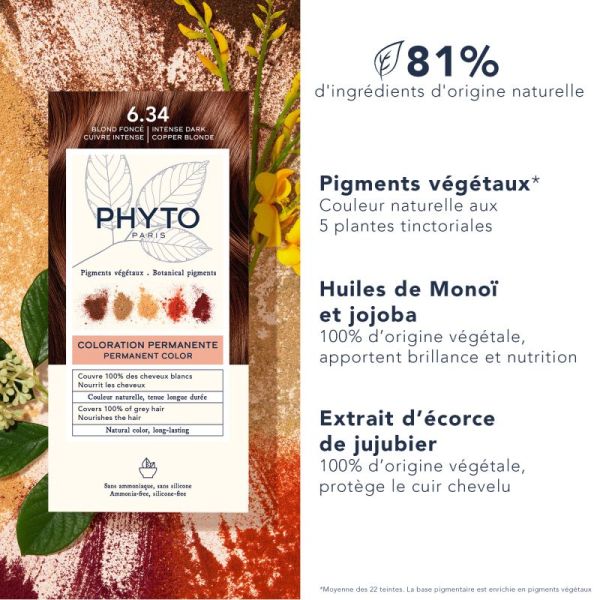 Phytocolor Coloration 6.34 Blond Foncé Cuivre Intense