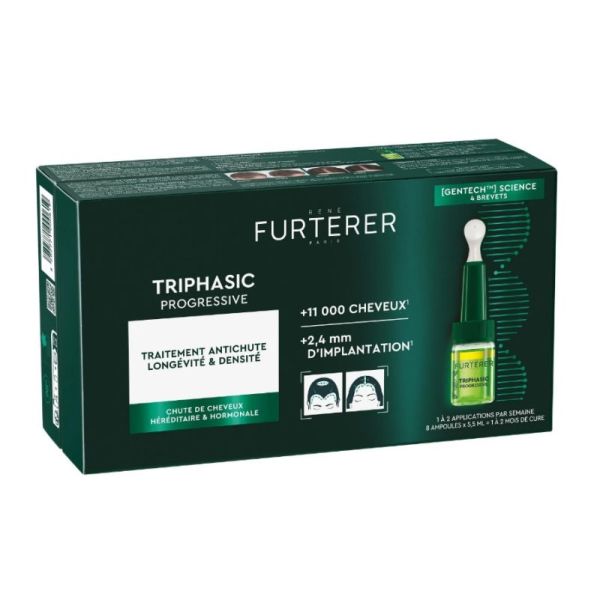 Triphasic Progressive Traitement Anti-Chute Longévité & Densité 8x5.5ml