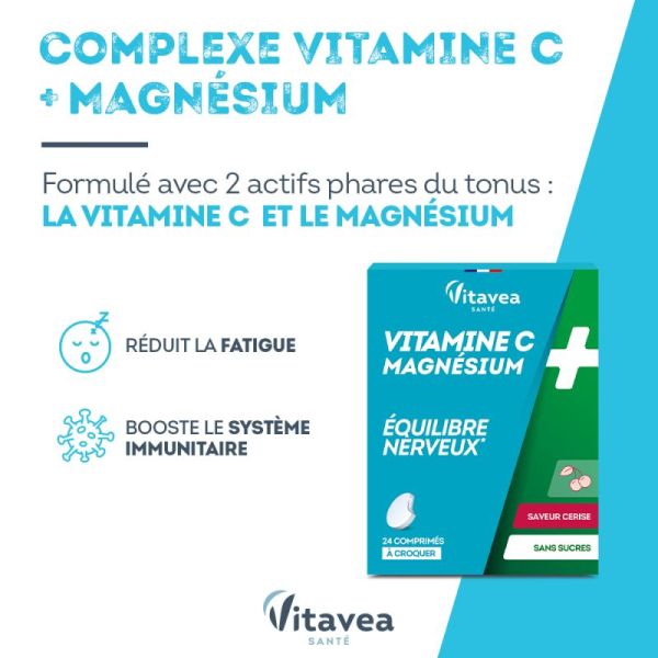 Vitamine C & magnésium équilibre nerveux Nutrisanté x 24 comprimés
