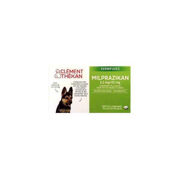 Milprazikan Chiens 2.5mg/25mg Vermifuge pour Chien de 0.5 à 10 kg - Bte/2