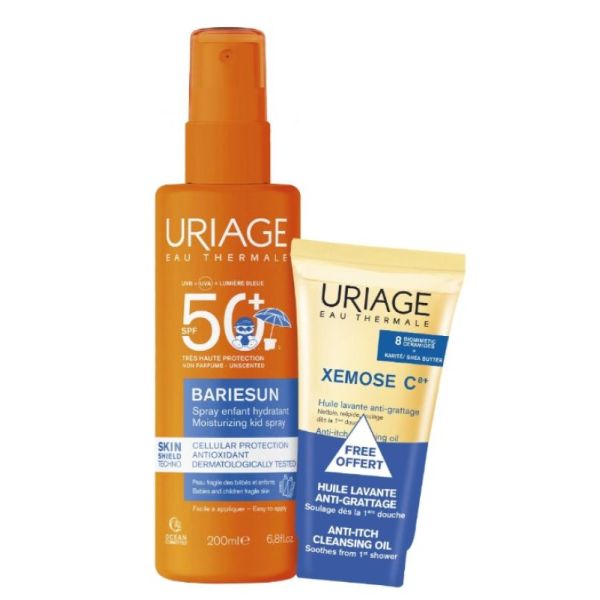 Bariesun Spray Solaire Enfant Hydratant SPF50+ 200ml + Xémose C8+ Huile Lavante Anti-Grattage 50ml Offerte