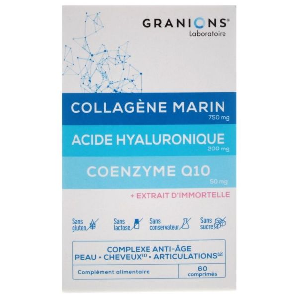 Collagène Marin Acide Hyaluronique Coenzyme Q10 60 Comprimés