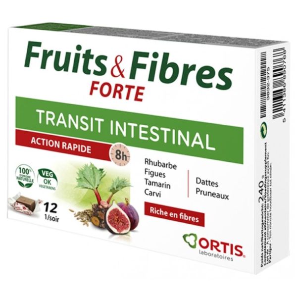 Fruits & Fibres Forte Transit Intestinal 12 Cubes à Mâcher