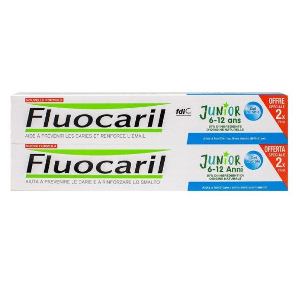 Junior 6-12 ans dentifrice gel Bubble 2x75ml