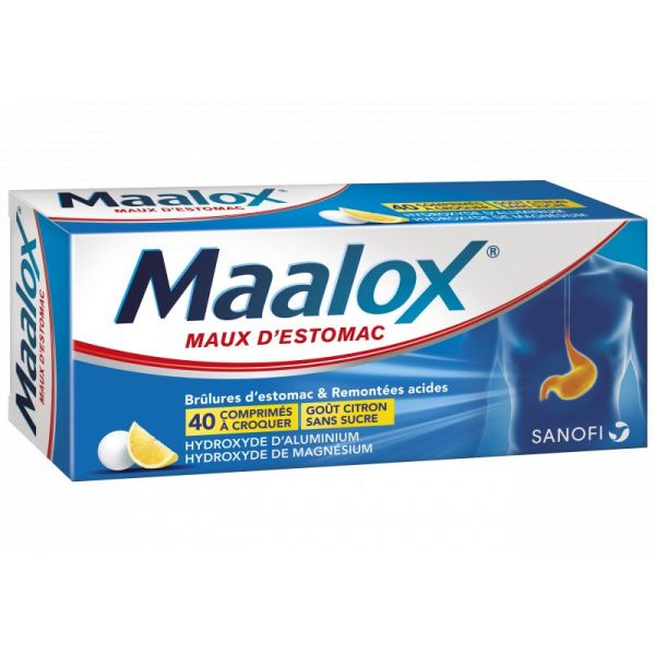 Maalox maux estomac citron 40 comprimés à croquer