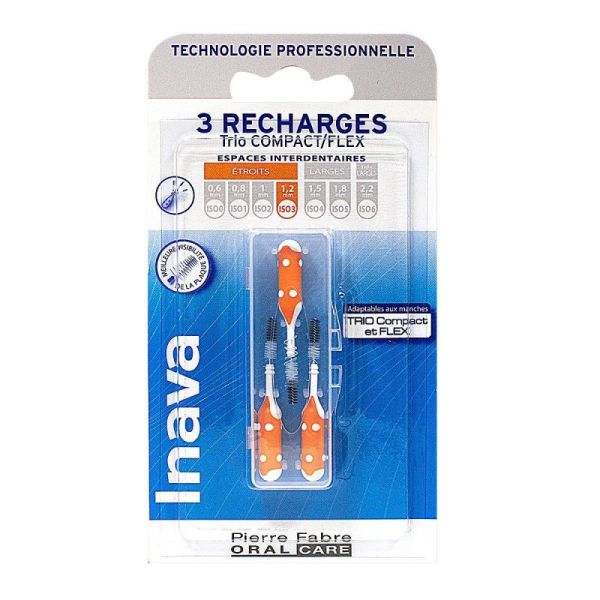 3 brossettes interdentaires recharges 3 Trio Compact/Flex