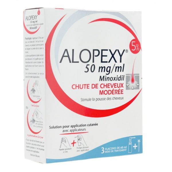 Alopexy 5% - Solution pour application cutanée - 3 x 60 ml