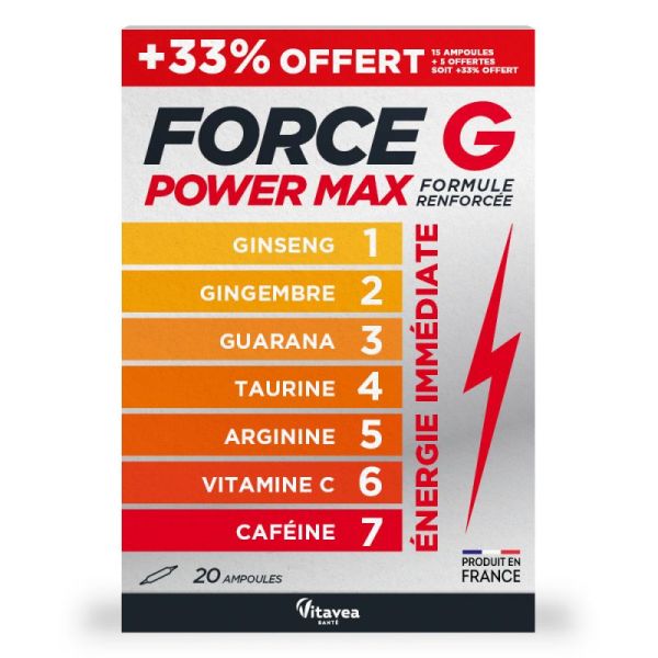 Force G Power Max formule renforcée 20 ampoules