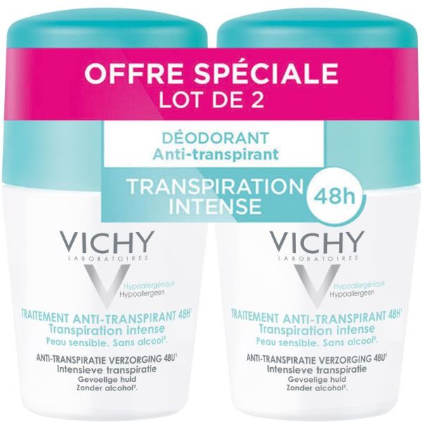 Déodorant à bille 48h transpiration intense 2x50ml