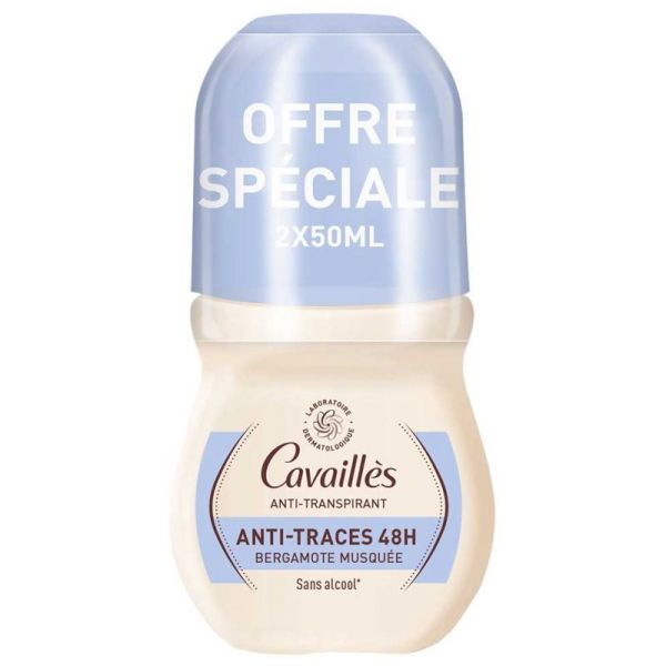 Anti-Transpirant Anti-Traces 48H Roll-On Lot de 2 x 50 ml