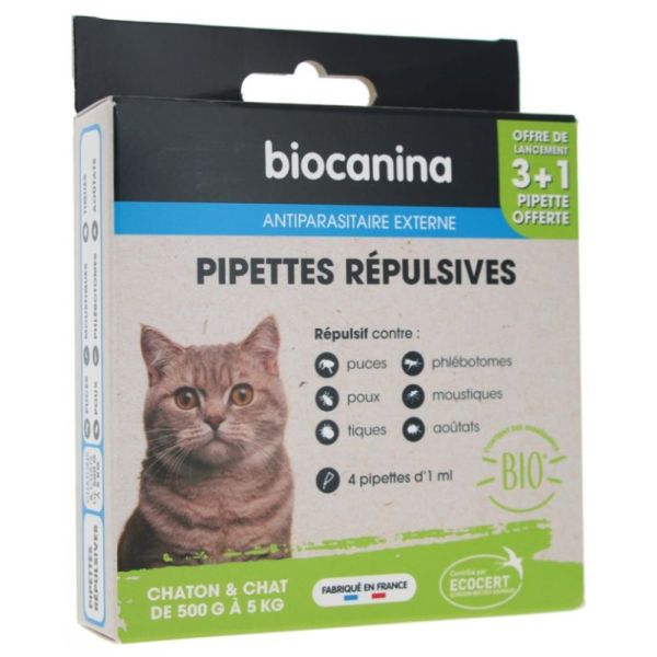 Pipettes Répulsives Chaton & Chat de 500 g à 5 kg 4 Pipettes