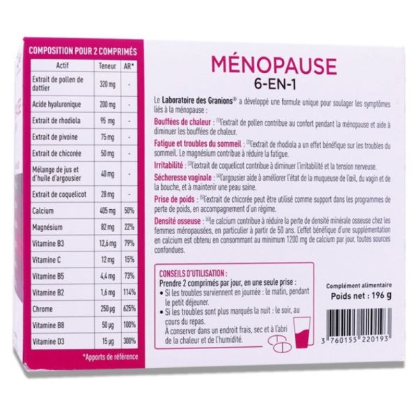 Ménopause 6-en-1 - cure 3 mois - 180 comprimés
