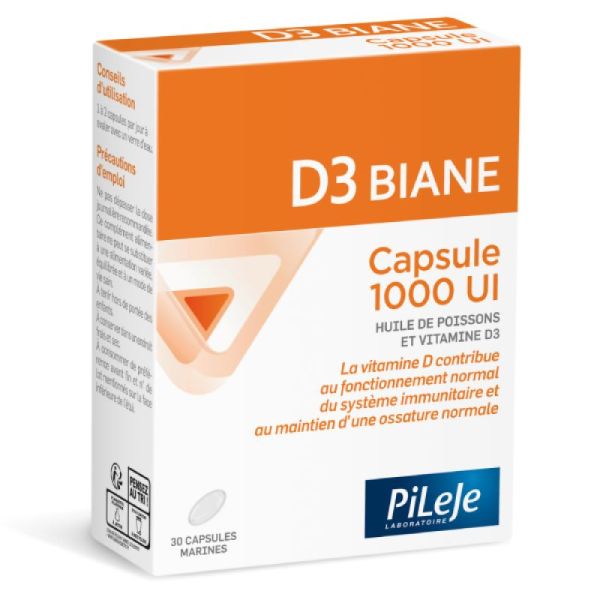 D3 Biane Capsule 1000 UI - Vitamine D - 30 capsules 30 capsules marines