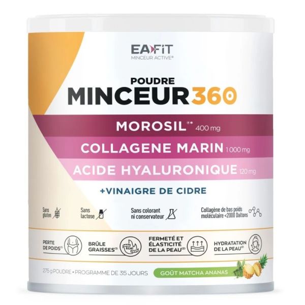 Minceur 360 Poudre Morosil, Vinaigre de Cidre, Collagène & Acide Hyaluronique 275G