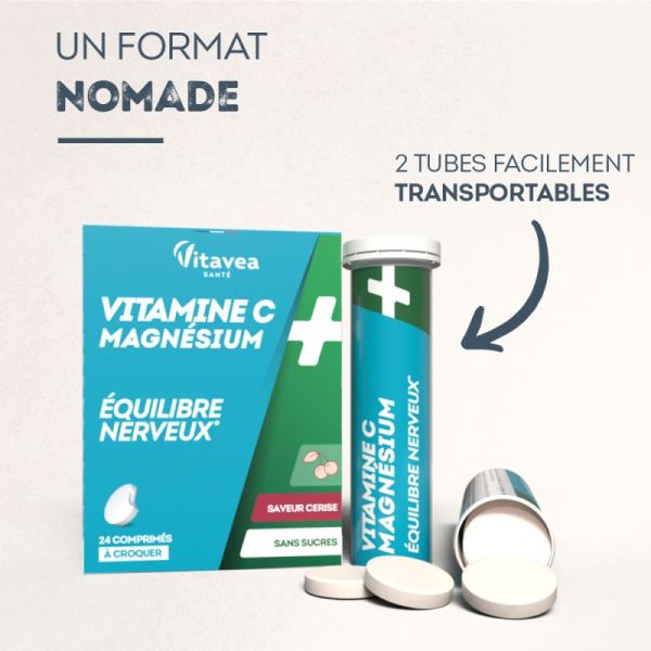 Vitamine C & magnésium équilibre nerveux Nutrisanté x 24 comprimés