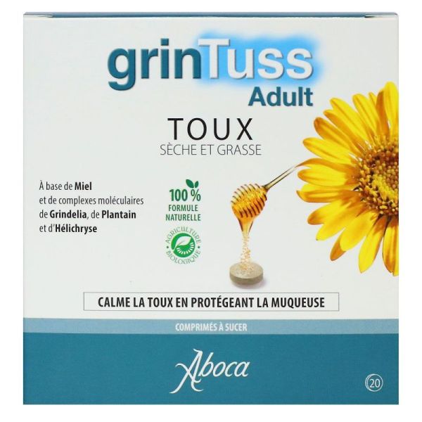 GrinTuss Adulte Toux sèche et grasse x20 comprimés