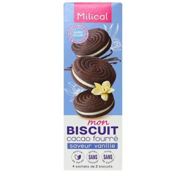 Mon Biscuit cacao fourré saveur vanille 4 x 2 biscuits