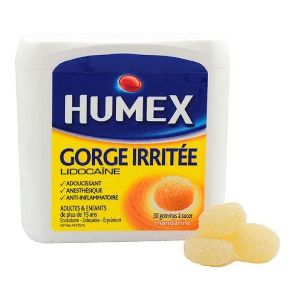 30 Gommes Lidocaïne gorge irritée
