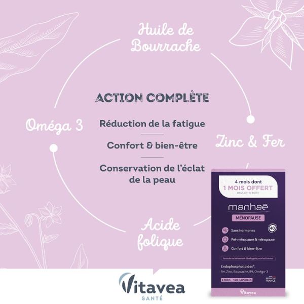 Manhaé Ménopause 120 = 4 mois dont 1 OFFERT