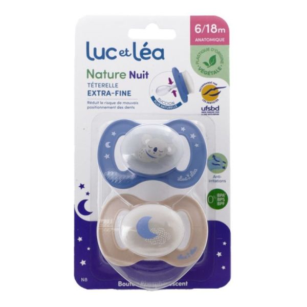 Nature Sucettes anatomiques nuit 6-18 mois Koala - lot de 2