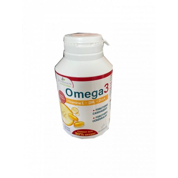 OMEGA3 - Vitamine E - EPA - DHA - Fonctions Cardiaques et Cérébrales - 120 capsules