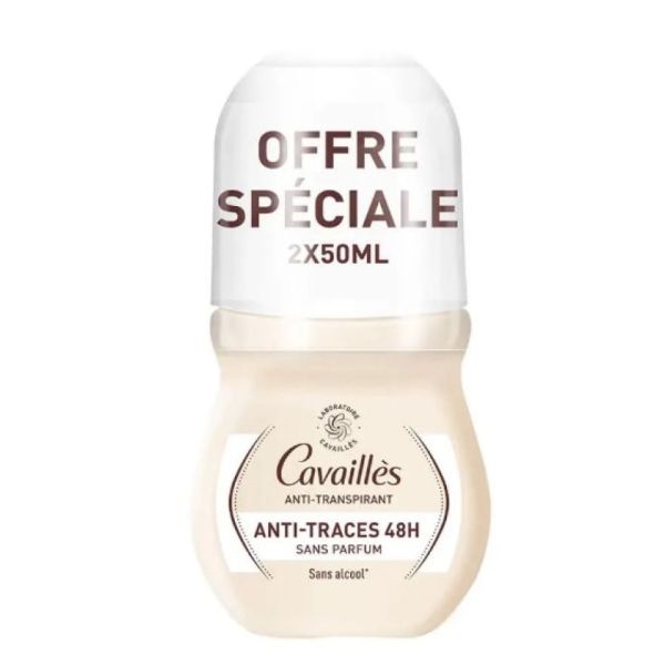 Anti-Traces 48H Déodorant Sans Parfum Roll-On Lot de 2 x 50 ml